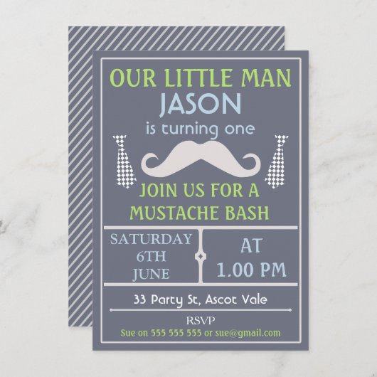 Graue kleine einladung (Vorne/Hinten)