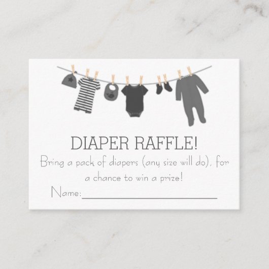 Graue Kleine Kleidung Diaper Raffle Tickets Begleitkarte (Vorderseite)