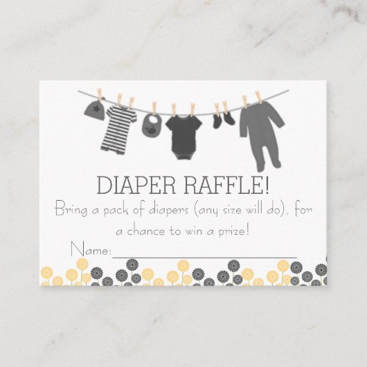 Graue Kleine Kleidung Diaper Raffle Tickets Begleitkarte (Vorderseite)