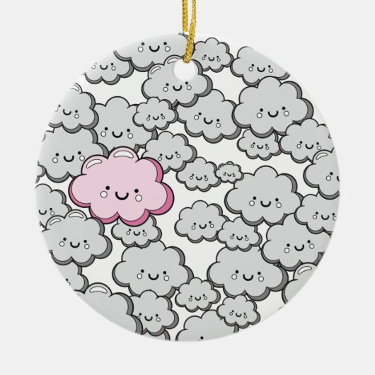 Graue kleine Wolken Keramikornament (Vorne)