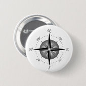 Graue Kompassrose Button (Vorne & Hinten)