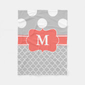 Graue Koralle punktiert Zickzack Monogramm-Decke Fleecedecke (Vorderseite)