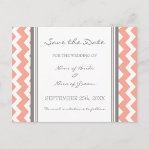 Graue korallenrote Zickzack Save the Date Wedding Ankündigungspostkarte