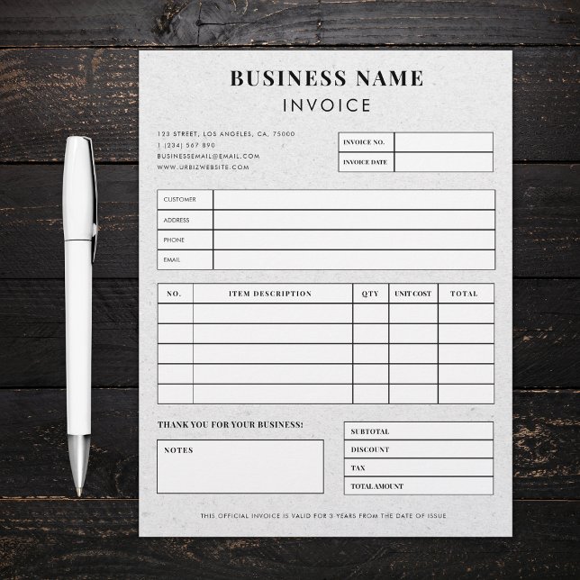 Graue Kraft Earthy Custom Business Invoice Briefbogen (Von Creator hochgeladen)