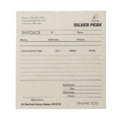 Graue Kraft Rechnungsstellung für kleine Unternehm Notizblock (Vorderseite)