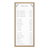 Graue, Kraft & Rustikale Menü & Preisliste Rackkar (Vorne)