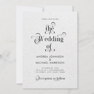 Graue Kraft Vintage-Typografie QR-Code-Hochzeit Einladung