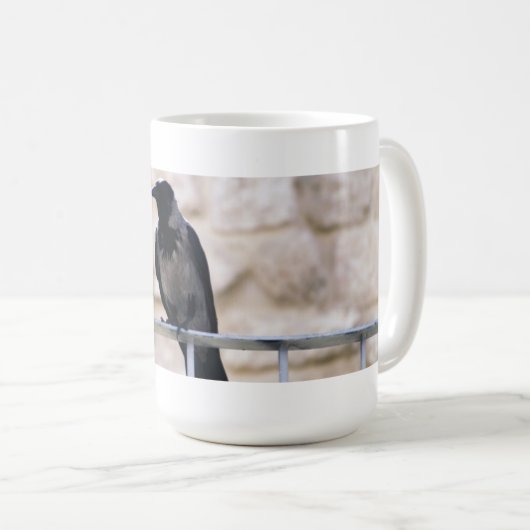 Graue Krähen-Tasse Kaffeetasse (VorderseiteRechts)
