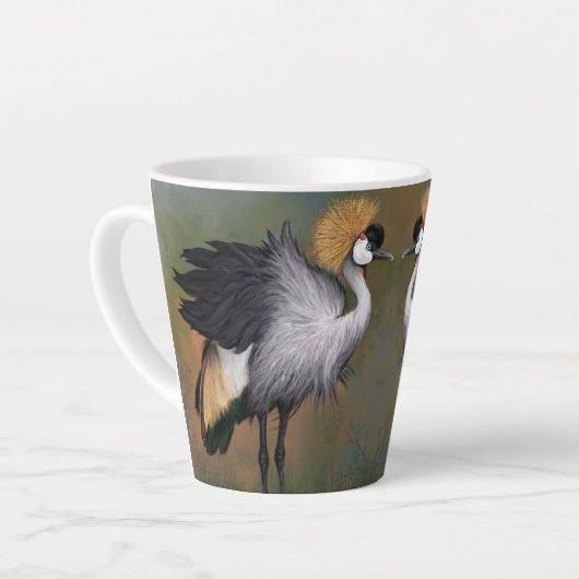 Graue Krane Bird Latte Tasse (Linke Ecke)