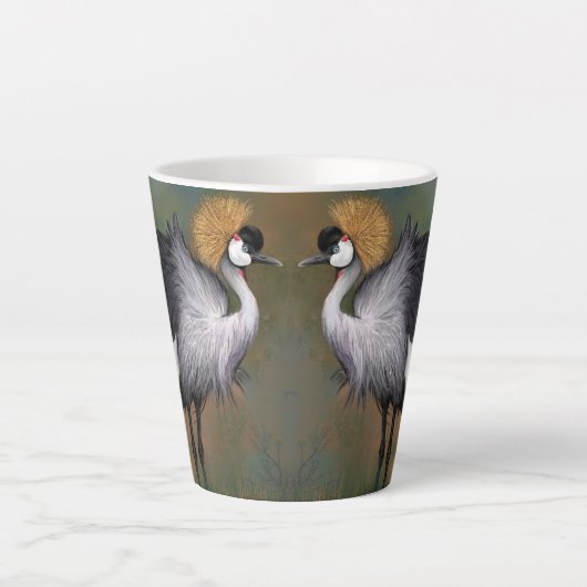 Graue Krane Bird Latte Tasse (Vorderseite)