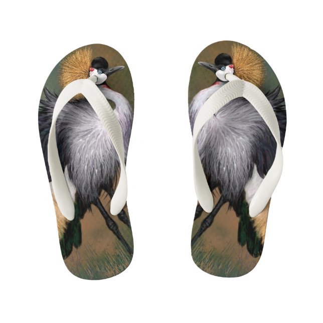 Graue Krane-Vogelflip-Flops Kinderbadesandalen (Fußbett)