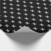Graue Kreuzstiche auf schwarz Geschenkpapier (Ecke)