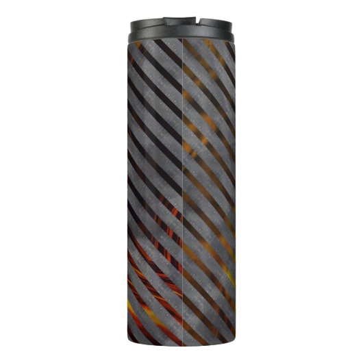 Graue Kreuzstreifen oder Bänder? Goldrötlich Thermosbecher (Rückseite)