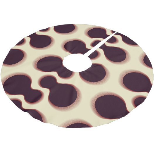 Graue, kugelförmige Formen, braune Farbmuster. Polyester Weihnachtsbaumdecke (Schrägansicht)