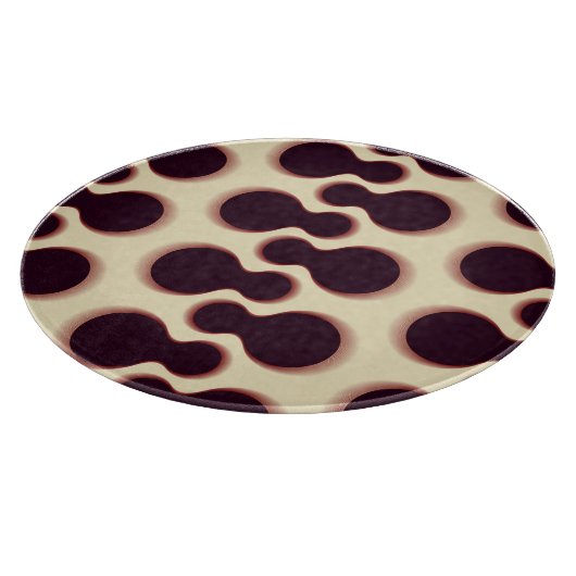 Graue, kugelförmige Formen, braune Farbmuster. Schneidebrett (Ecke)