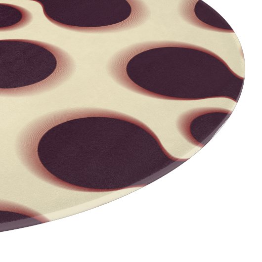 Graue, kugelförmige Formen, braune Farbmuster. Schneidebrett (Ecke)