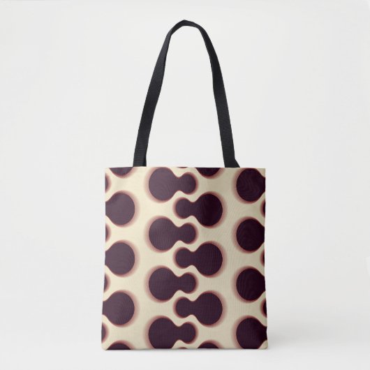 Graue, kugelförmige Formen, braune Farbmuster. Tasche (Vorderseite)