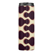 Graue, kugelförmige Formen, braune Farbmuster. Thermosbecher (Rückseite)