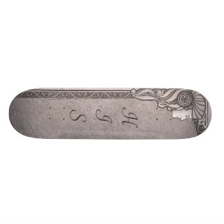 Graue Kunst Nouveau Hochzeit Skateboard