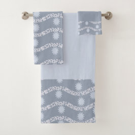 Graue Kurve und Blume Badhandtuch Set