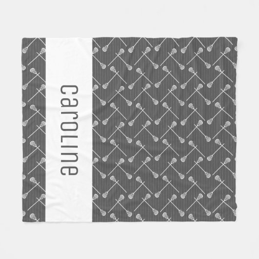 Graue Lacrosse Weiße Sticks Gemustert Fleecedecke (Vorderseite (Horizontal))