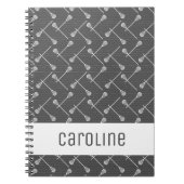 Graue Lacrosse Weiße Sticks Gemustert Notizblock (Vorderseite)