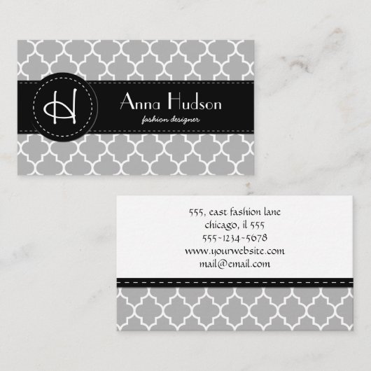 Graue Latticework, Quatrefolie, marokkanische Trel Visitenkarte (Vorne/Hinten)