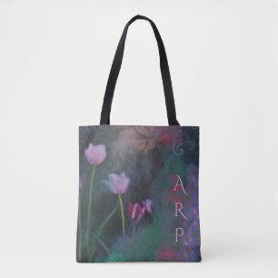 *~* Graue Lavendel-Rosa-Tulpe Vintage-Shabby-Grung Tasche