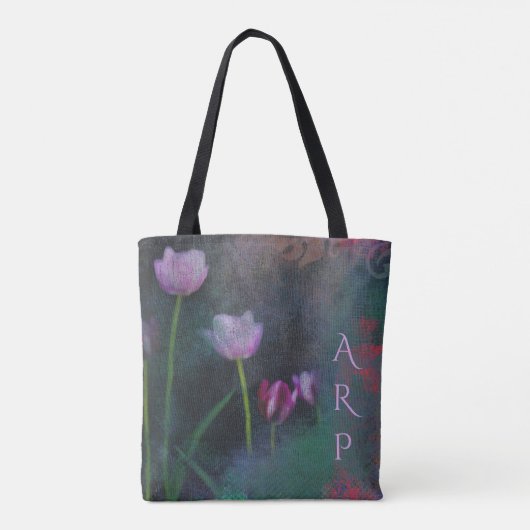 *~* graue Lavendel-Rosa-TulpeVintager schäbiger Tasche (Rückseite)