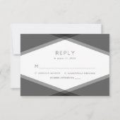 Graue Layered Geometric & Black RSVP Card (Vorderseite)