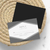 Graue Layered Geometric & Black RSVP Card