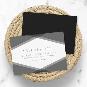 Graue Layered Geometric Black Save the Date Einladung