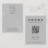 Graue Leaf Social QR Schmuckhalle Clip Display Car Telefonnummerkarte (Vorne/Hinten)