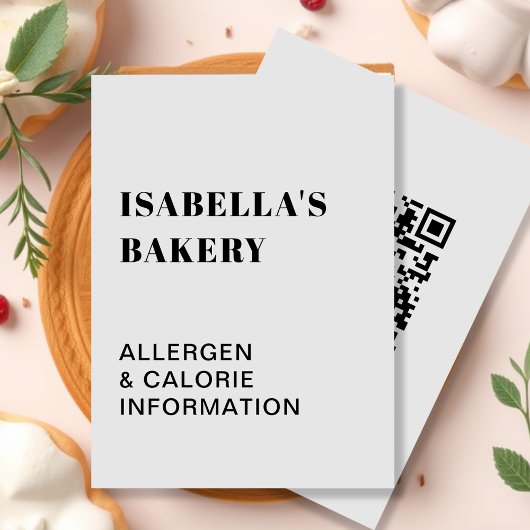 Graue Lebensmittelallergie Kalorieninformation QR