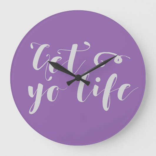 Graue Lebenstypografie Große Wanduhr (Vorderseite)