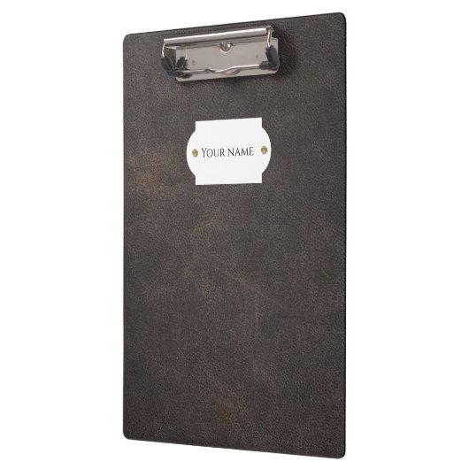 Graue Lederhaube Klemmbrett (Links)