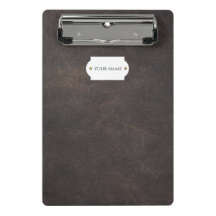 Graue Ledermappe im Miniformat Mini Klemmbrett