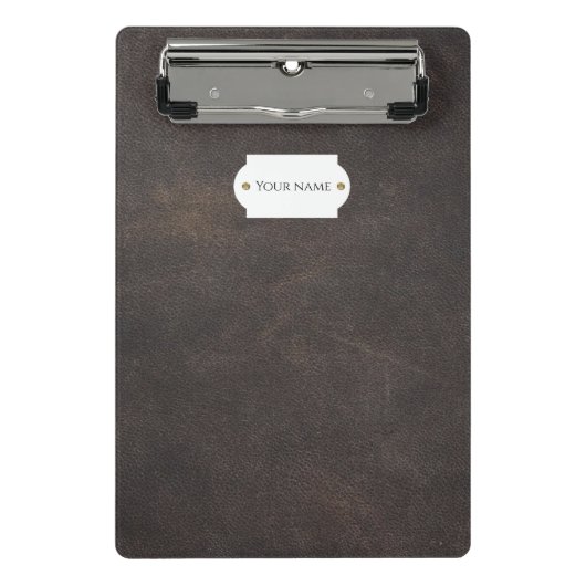 Graue Ledermappe im Miniformat Mini Klemmbrett (Vorderseite)