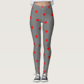 Graue Leggings mit Red Hearts Stilvoll Komfortabel (Vorderseite)