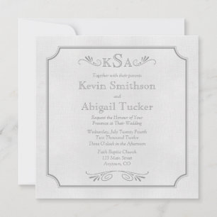 Graue Leinen-Hochzeitskarten oder -Anzeigen Einladung