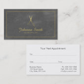 Graue Leinwand Golden Frame & Scissors Haarstylist Terminkarte (Vorne/Hinten)