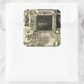 Graue Leiterplatte ・ Gängige elektronische Platine Quadratischer Aufkleber (Tasche)