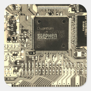 Graue Leiterplatte ・ Gängige elektronische Platine Quadratischer Aufkleber