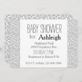 Graue Leopard-Druck-Babyparty Einladung (Vorne/Hinten)