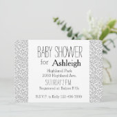 Graue Leopard-Druck-Babyparty Einladung (Stehend Vorderseite)