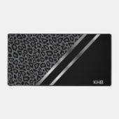 Graue Leopard-Tierwerbung - Monogramm Schreibtischunterlage (Vorderseite)