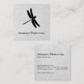 Graue Libelle (schwarz) Quadratische Visitenkarte (Vorne/Hinten)