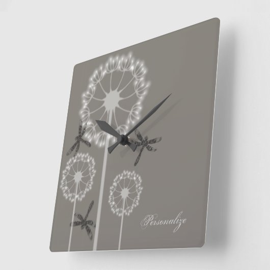 Graue Libellen-Uhr Quadratische Wanduhr (Winkel)