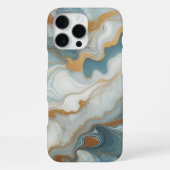 Graue Licht-Teal-Blau-Gold-Marmor-Kunstmuster iPhone Hülle (Rückseite)