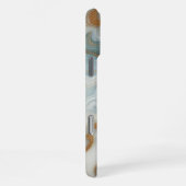Graue Licht-Teal-Blau-Gold-Marmor-Kunstmuster iPhone Hülle (Rechte Seite)
